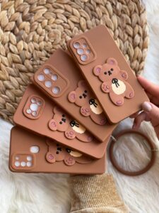 قاب موبایل سامسونگ خرس برانچ قهوه ای سیلیکونی + حلقه ست