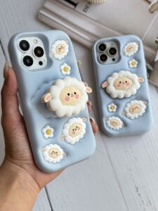 قاب موبایل آیفون ببعی سیلیکونی برجسته پاپ سوکت دار - تصویر 2