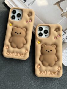 قاب موبایل آیفون خرس فیجت برجسته - تصویر 2