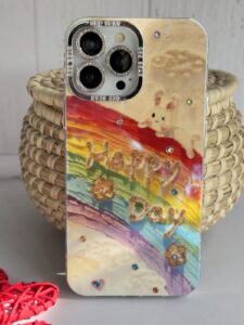 قاب موبایل آیفون خرگوش رنگین کمانی - تصویر 2