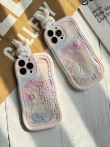 قاب موبایل آیفون خرگوش آکواریومی سیلیکونی سفید - تصویر 3