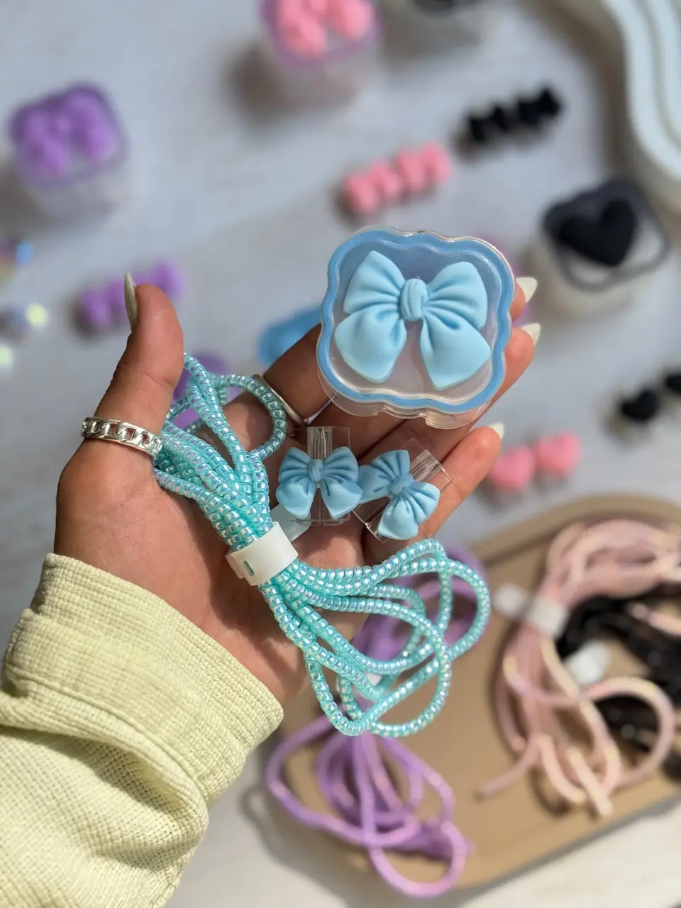 1ed57d محافظ آداپتور 20 وات آیفون قلب و پاپیون رنگی (4تکه) (کدa0176) - تصویر 1