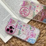 قاب موبایل آیفون دختر نقاشی قلب دوربینی محافظ لنزدار