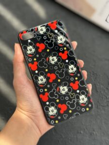 قاب موبایل آیفون میکی خالخالی پشت گلس ( 1023 )