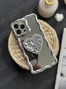 قاب موبایل آیفون قلب دایموند سیلور کرومی