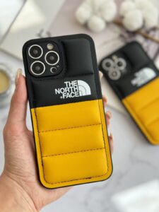 قاب موبایل آیفون پافر دورنگ مشکی زرد