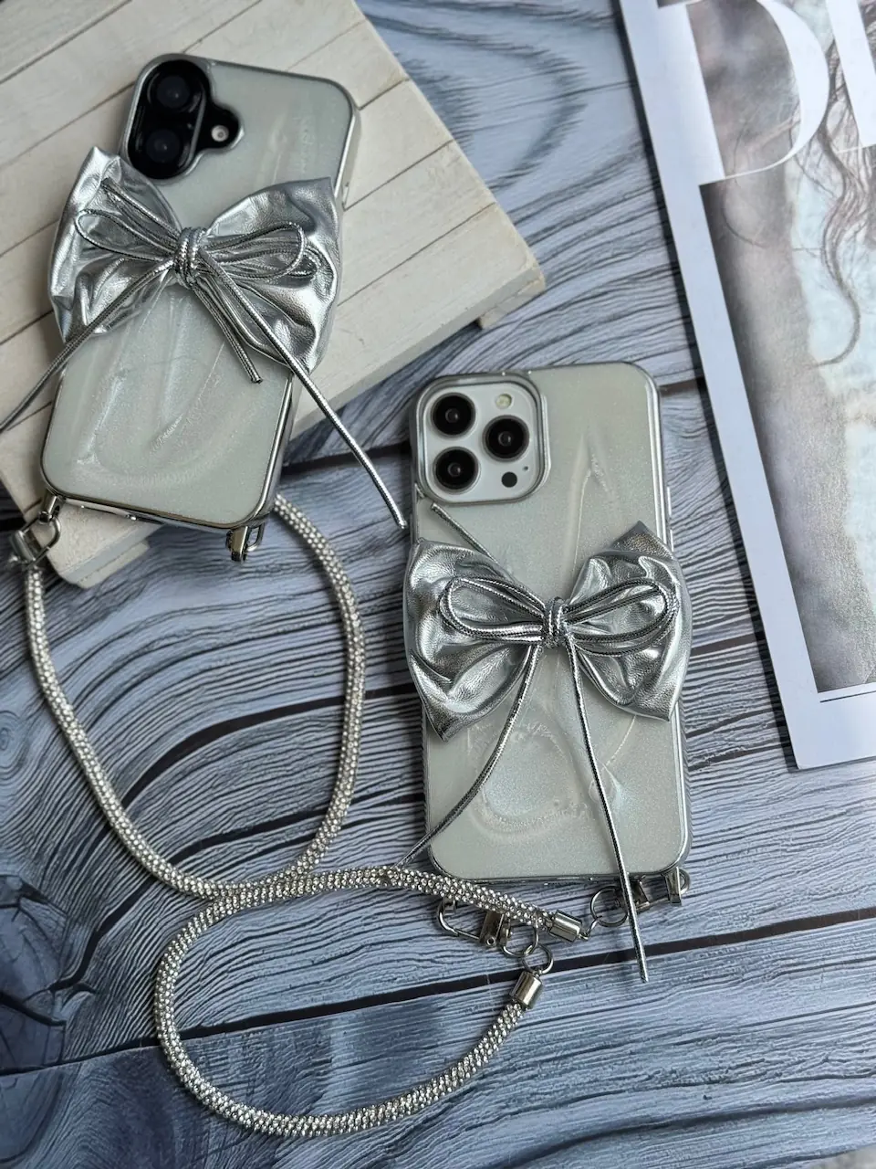 4a26d9 قاب پاپیون نقره ای با بند ژلاتینی (کدC2003) - تصویر 1