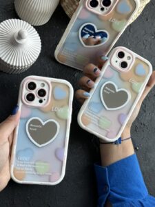 قاب موبایل آیفون قلب رنگارنگ کالر آیینه ای - تصویر 3