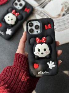 قاب موبایل آیفون میکی موس عشق سیلیکونی پاپ سوکت چسبیده