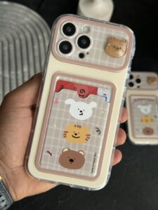 قاب موبایل آیفون جاکارتی خرسی بند ست