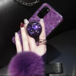 قاب موبایل سامسونگ ماربل پام پام بنفش + پاپ سوکت + پام پام - تصویر 3