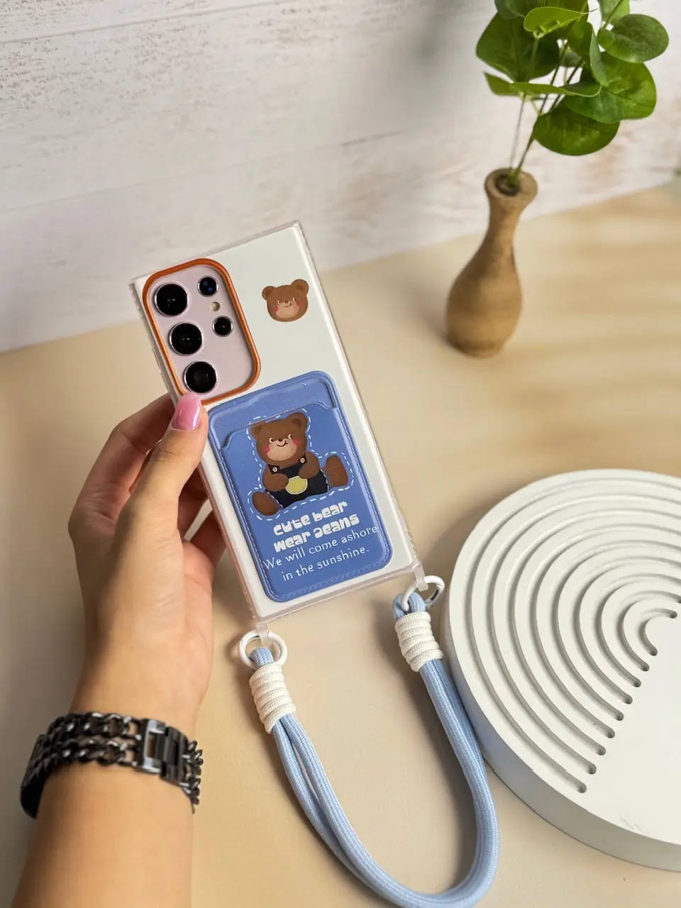 567537 قاب جاکارتی خرس جین پوش با بند (کدC1514) - تصویر 1