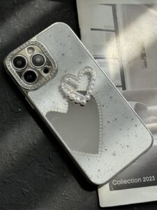 قاب موبایل آیفون قلب لاولی آیینه ای صدفی - تصویر 2