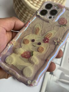 قاب موبایل آیفون خرگوش آبرنگی سه بعدی - تصویر 2