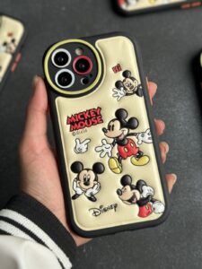 قاب موبایل آیفون میکی موس بالشتی خوشحال محافط لنزدار
