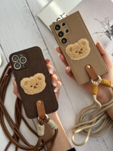 قاب موبایل سامسونگ خرس دوست داشتنی محافظ لنز + بندست