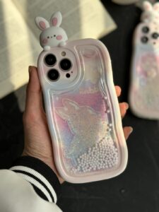 قاب موبایل آیفون خرگوش آکواریومی سیلیکونی سفید