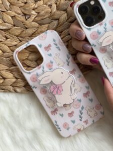 قاب موبایل آیفون خرگوش پاپیون دار + پاپسوکت ست - تصویر 3