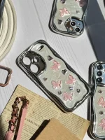 قاب کرومی پروانه و قلب صورتی آیفون و اندرویدی (کدC1825) - تصویر 2