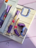 بند اپل واچ بافت بنفش کنفی با گارد سیلیکونی (کدw5060) - تصویر 4