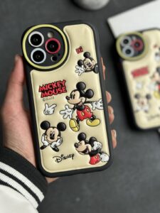 قاب موبایل آیفون میکی موس بالشتی خوشحال محافط لنزدار - تصویر 2