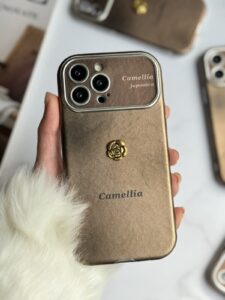 قاب موبایل آیفون کاملیا کاراملی محافظ لنزدار