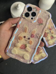 قاب موبایل آیفون خرگوش آبرنگی سه بعدی