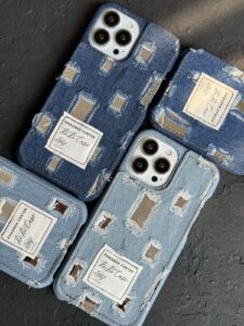 قاب موبایل آیفون جین و پارچه زاپ دار - تصویر 3
