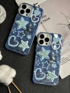 قاب موبایل آیفون ستاره آبی برجسته نگین دار - تصویر 3