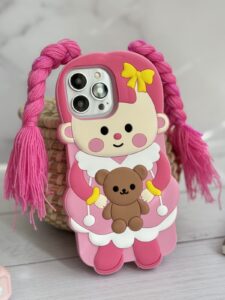 قاب موبایل آیفون عروسک صورتی لونا