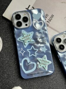 قاب موبایل آیفون ستاره آبی برجسته نگین دار - تصویر 2