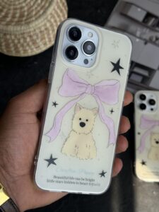 قاب موبایل آیفون سگ پاپی ستاره پاپیون صورتی