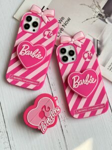 قاب موبایل آیفون باربی آبنباتی پاپیون دار پاپسوکت قلبی - تصویر 3