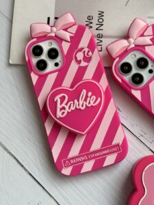 قاب موبایل آیفون باربی آبنباتی پاپیون دار پاپسوکت قلبی - تصویر 2