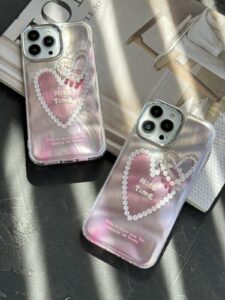 قاب موبایل آیفون نایس تایم قلب مرواریدی برجسته - تصویر 3