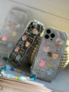 قاب موبایل سامسونگ اپوکسی بیرنگ روز شاد خرس و خرگوش برجسته + آویزست - تصویر 2