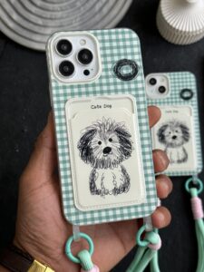 قاب موبایل آیفون سگ نقاشی کیوت جاکارتی + بندست