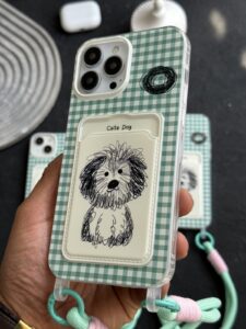 قاب موبایل آیفون سگ نقاشی کیوت جاکارتی + بندست - تصویر 3