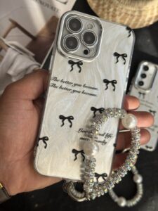 قاب موبایل آیفون پاپیون جمله مثبت سیلور + بندست