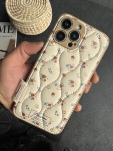 قاب موبایل آیفون گل رزالین پافری بالشتی - تصویر 3