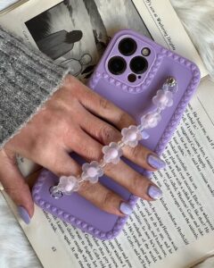 قاب موبایل آیفون گل لوندر بندی یاسی - تصویر 3