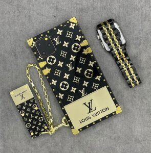 قاب موبایل شیائومی لویی ویتون گلد بلک صندوقی فونتی + آویزست - تصویر 2