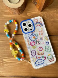 قاب موبایل آیفون لاکی پاستیلی پشت بیرنگ + بدون بند