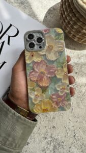 قاب موبایل ( آیفون ) گل همیشه بهار آبرنگی