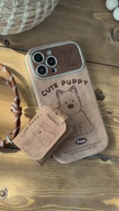 قاب موبایل آیفون کیوت پاپی چرم قهوه ای سنگشور - تصویر 3