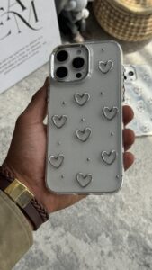 قاب موبایل ( آیفون - سامسونگ ) قلب دکوراتیو فلزی بیرنگ - تصویر 2