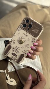 قاب موبایل آیفون گل ویکتورین استایل + بندست