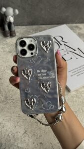 قاب موبایل آیفون قلب شاینی لاو + بندست - تصویر 2