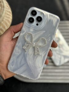 قاب موبایل آیفون پاپیون نگین دار بزرگ