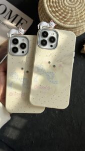 قاب موبایل آیفون گربه خوابالو خال خالی پاپیون - تصویر 2